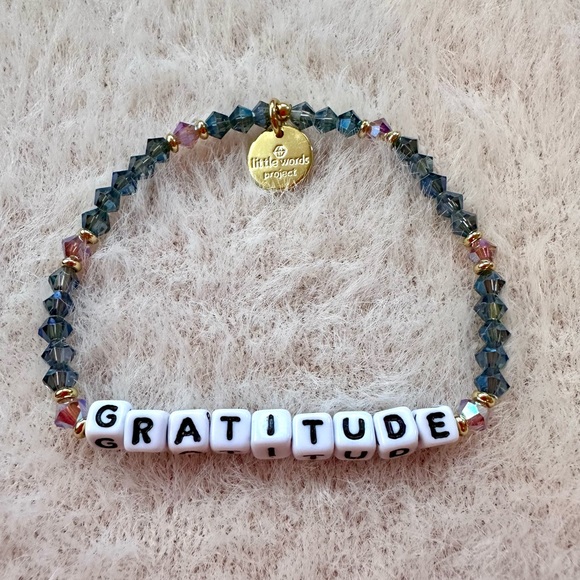 Little Words Project Jewelry - Little Words Project Bracelet - “GRATITUDE” - Blue & Pink Beads